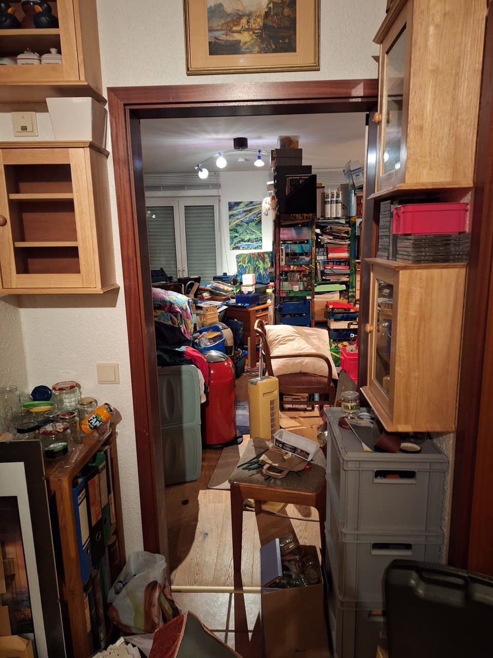 Vorher: 2-Zimmer-Wohnung — Sammler-Messie mit Zeitungen und Büchern